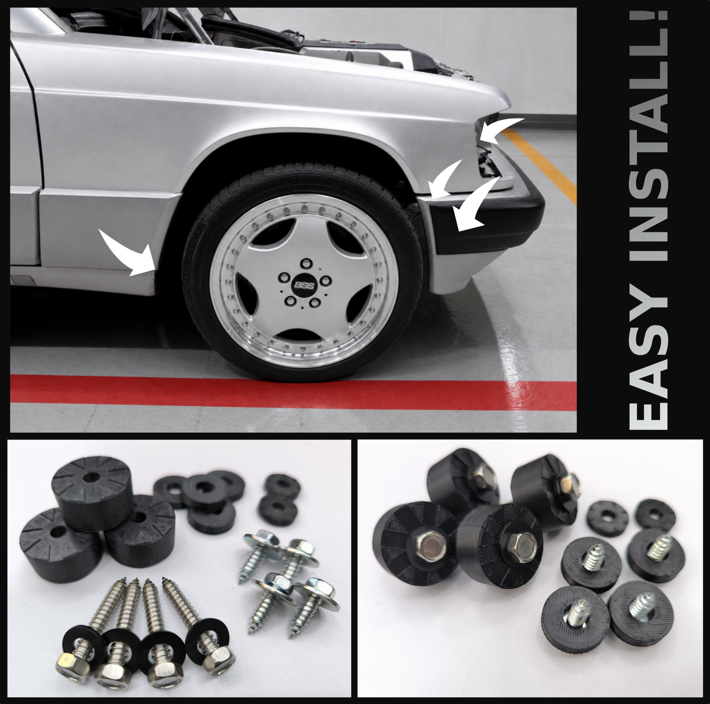 "Fat-Baby-Benz" Kotflügelverbreiterungssatz Fender für Mercedes Benz W201 W202 W124 AMG +5mm Set
