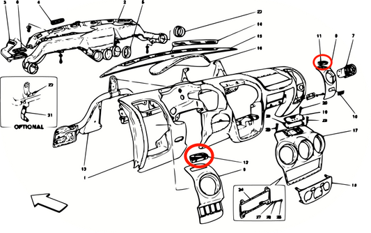 Lüfterdüse Einsatz Air Vent für Ferrari F430 Rechts Links Set Nachfertigung Düse