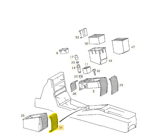 "Slide-n-Hide" Einteiliges Rollo für Mercedes R129 SL320 500 73 500SL 300SL Mittelkonsole Jalousie schwarz (Kopie)