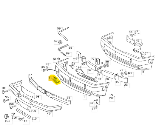 Tow Hook Cover in AMG Stoßstange für Mercedes Benz W124 C124