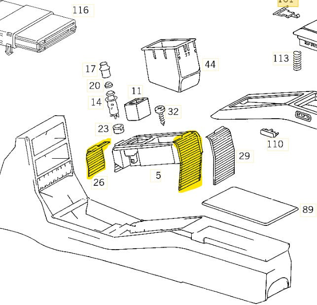"Slide-n-Hide" Zweiteiliges Rollo für Mercedes R129 SL320 500 73 500SL 300SL Mittelkonsole Jalousie schwarz