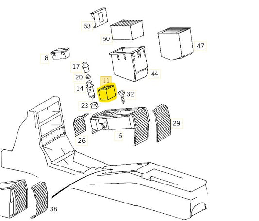 "Sip-n-Hide" Aschenbecher Getränkehalter Becherhalter für R129 SL500 SL320 AMG 300SL 500SL