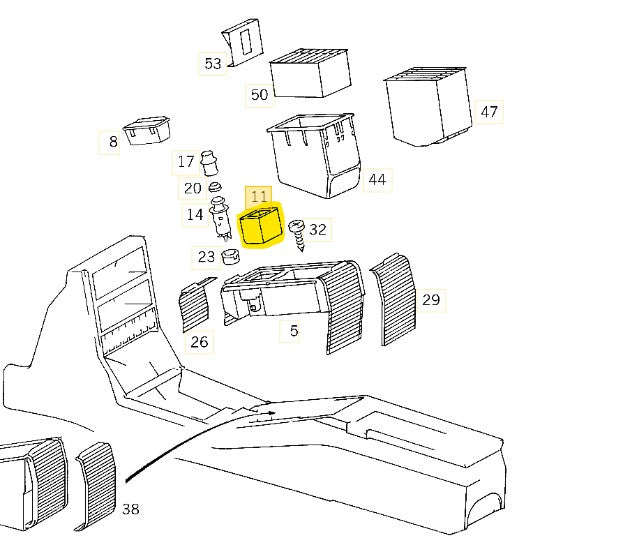 "Stash-n-Hide" Ablagefach Ersatz für Aschenbecher Mercedes R129 SL320 SL500 Mittelkonsole