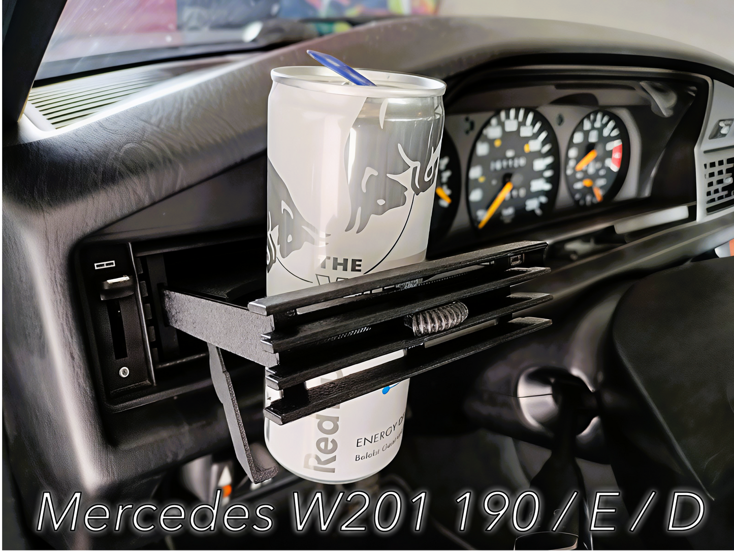 "Automatic Latte Ventilator" Ausfahrender Getränkehalter in Lüfterdüse für Mercedes Benz W201 190E