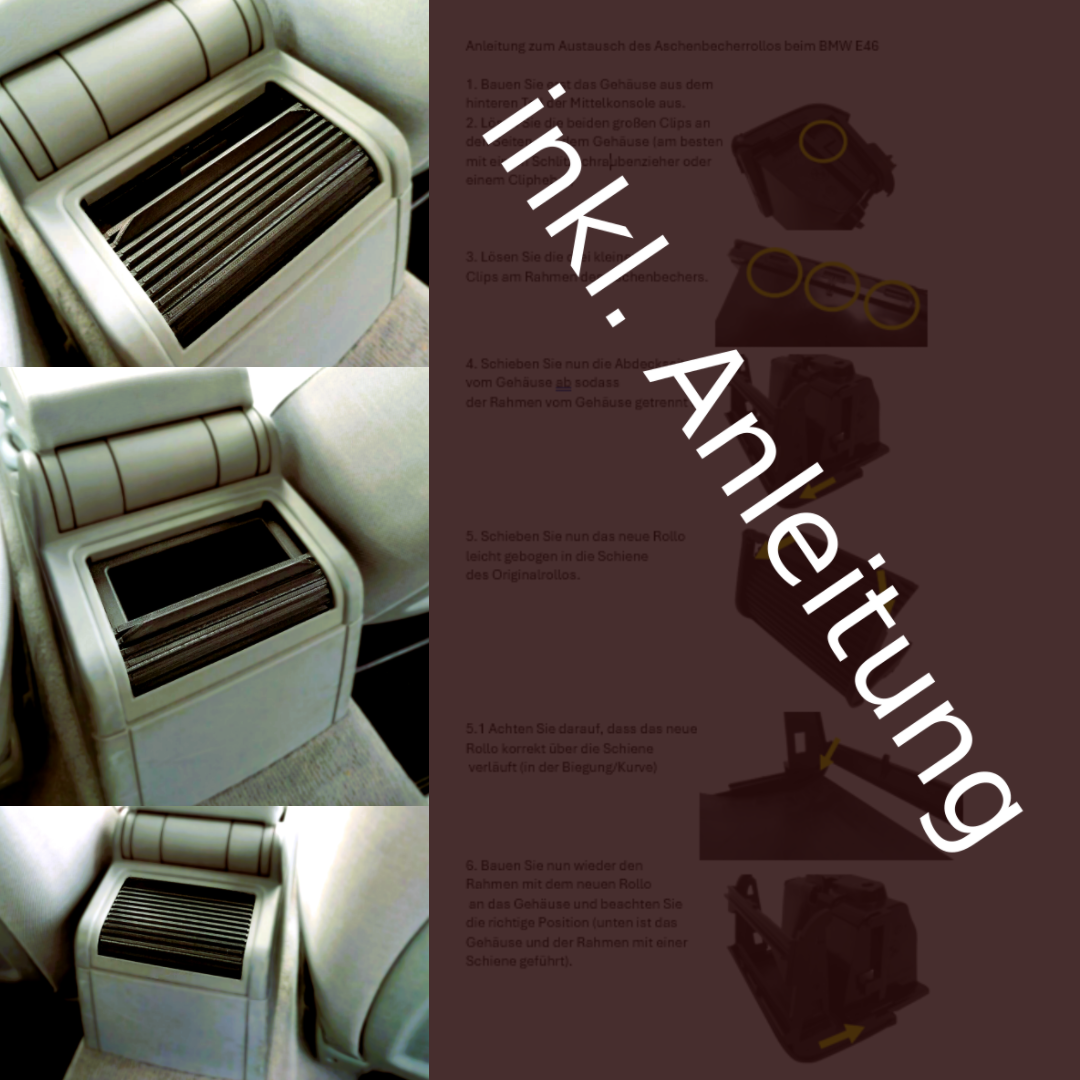 "Slide-n-Hide" Aschenbecherdeckel Rollo Gleitrollo Deckel für BMW E46 Coupe Cabrio Limo hinten