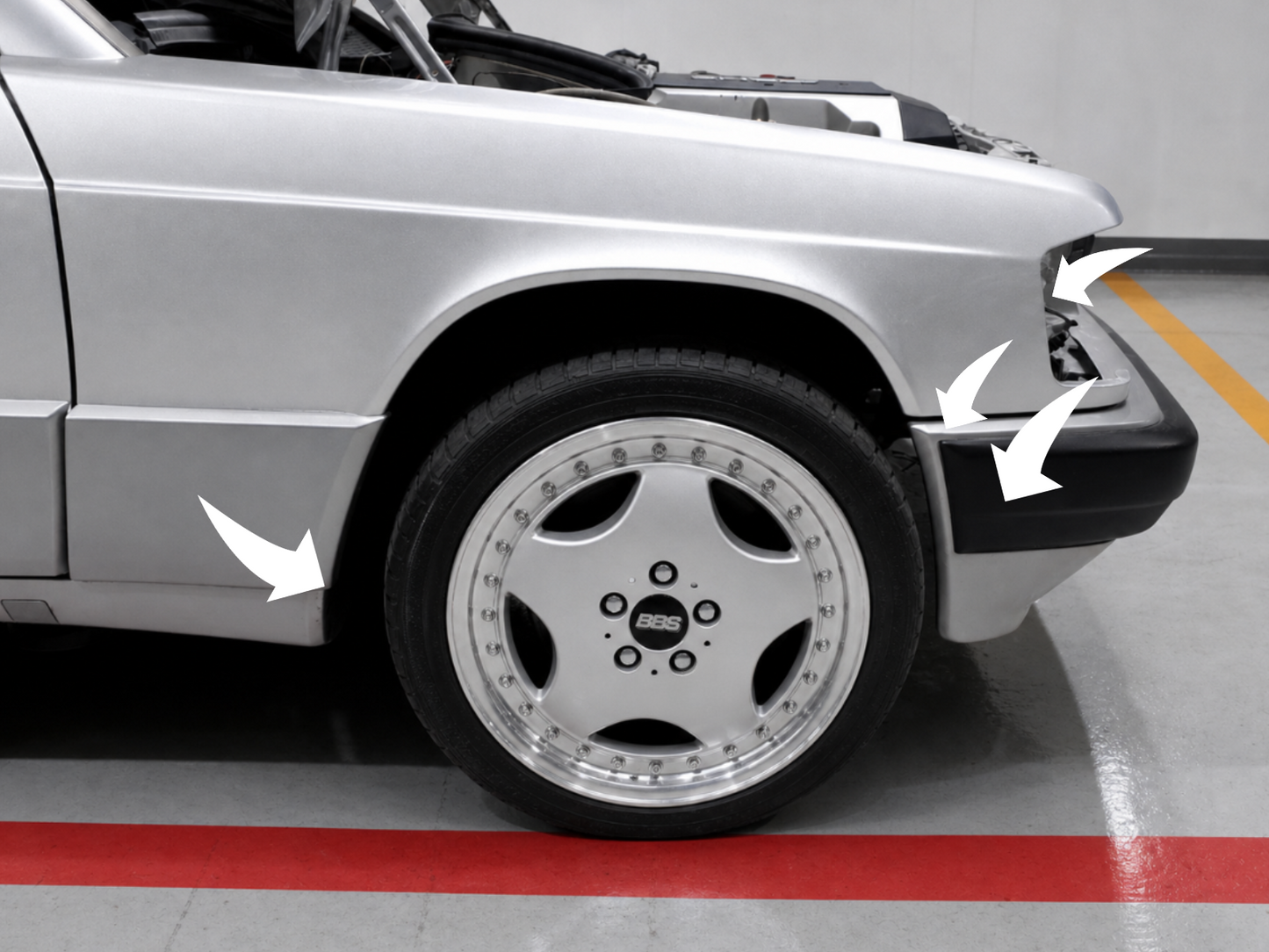 "Fat-Baby-Benz" Kotflügelverbreiterungssatz Fender für Mercedes Benz W201 W202 W124 AMG +5mm Set