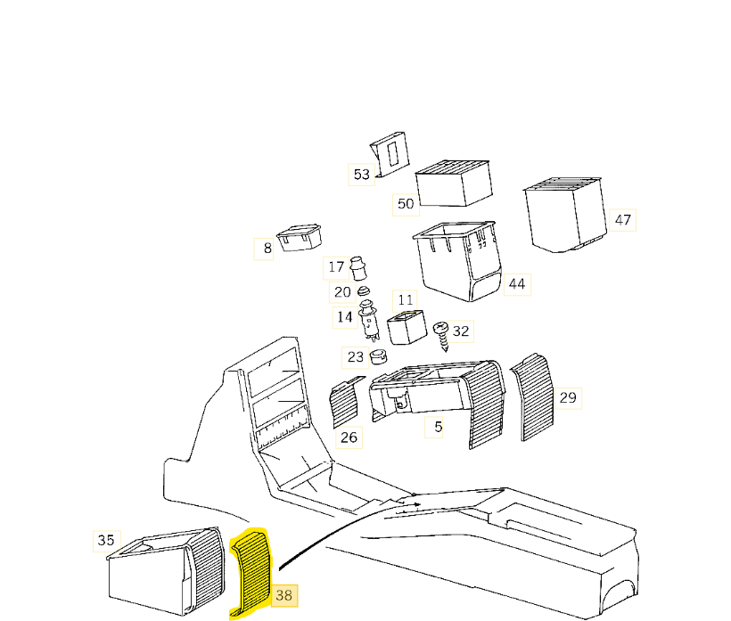 "Slide-n-Hide" Einteiliges Rollo für Mercedes R129 SL320 500 73 500SL 300SL Mittelkonsole Jalousie schwarz (Kopie)