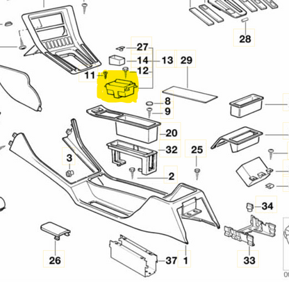 "Sneaky Stash" für BMW E31 840i 840ci 850 850CSI Aschenbecher Ascher Ablagefach Mittelkonsole