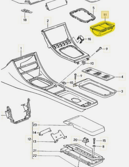 Cupholder Varianten für den Porsche 944 anstelle des Aschenbechers