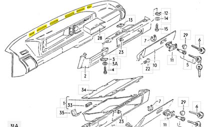 "Non-Rabbit-Hole" Abdeckungen Armaturenbrett vorn zur Winschutzscheibe Golf 1 MKI