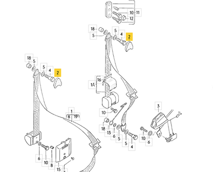 "Rabbit-Hole-Cover" Abdeckungen für die Gurthalter beim Golf 1 MK1 mit "GTi" Schriftzug