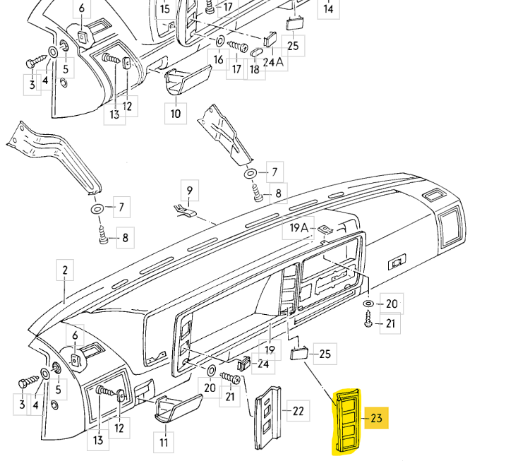 Tacho Blende und Blindstopfen Tastenblende für Golf 1 MKI 171837235 inkl. GTi