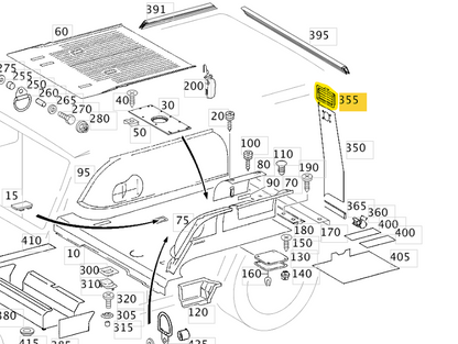 Für G-Klasse Blende D-Säule Lüftungsgitter Innen schwarz Entlüftung W461 W463