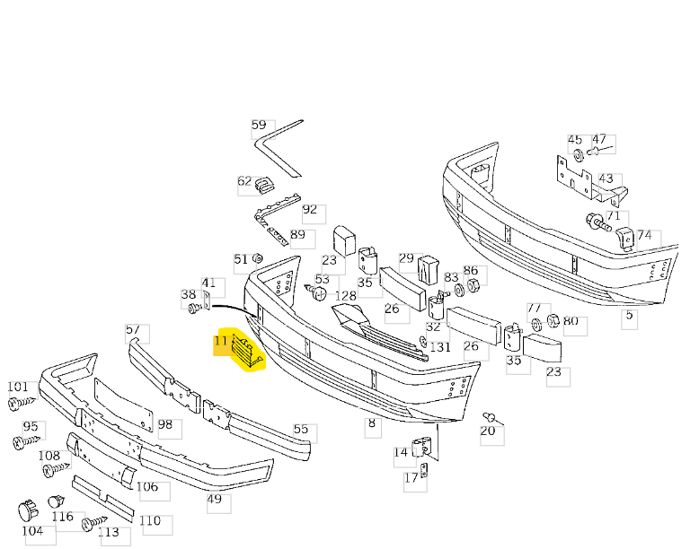 Tow Hook Cover in AMG Stoßstange für Mercedes Benz W124 C124