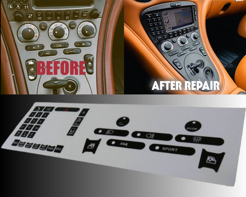 "StickyStopper" Sticky Buttons Reparatur Set Aufkleber Klimabedienung Radio für Maserati 4200GT 3200GT