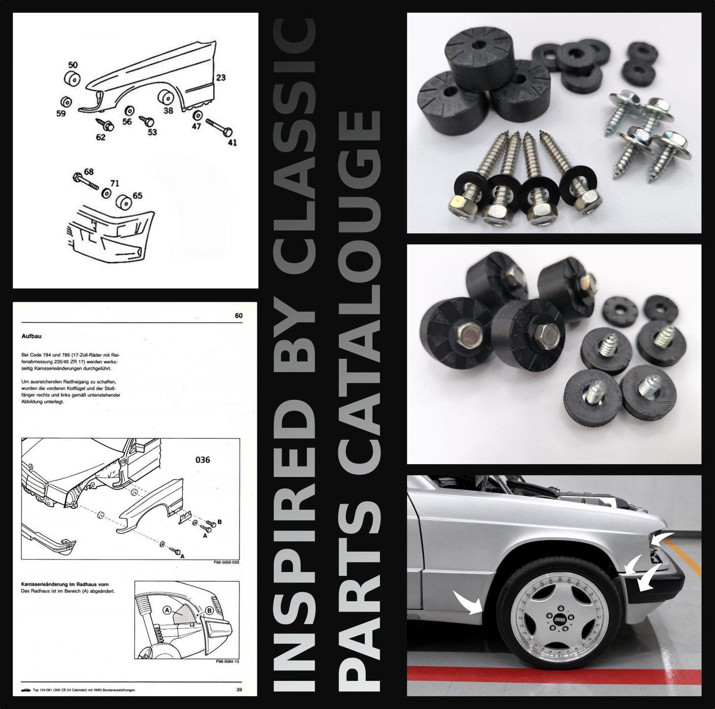 "Fat-Baby-Benz" Kotflügelverbreiterungssatz Fender für Mercedes Benz W201 W202 W124 AMG +5mm Set